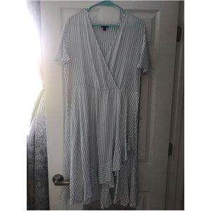 Mid-Length Striped Blue And White Dress